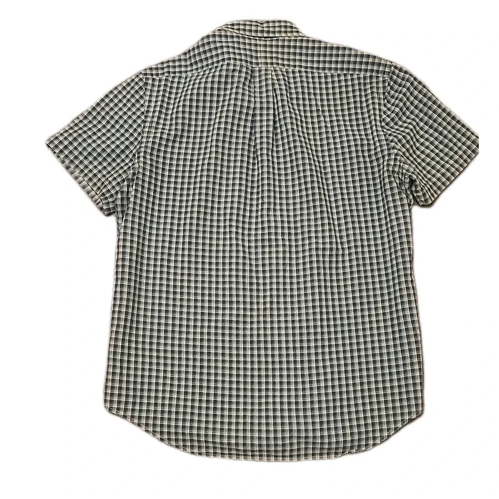 Ralph Lauren Indigo Oxford Shirt Mens Large Blue Plaid Short Sleeve Button Down - Picture 2 of 12